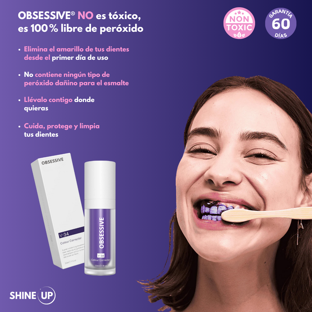 OBSESSIVE® - Espuma blanqueadora de dientes amarillos y mal aliento. (OFERTA SOLO POR HOY 30% extra GRATIS en tu compra)